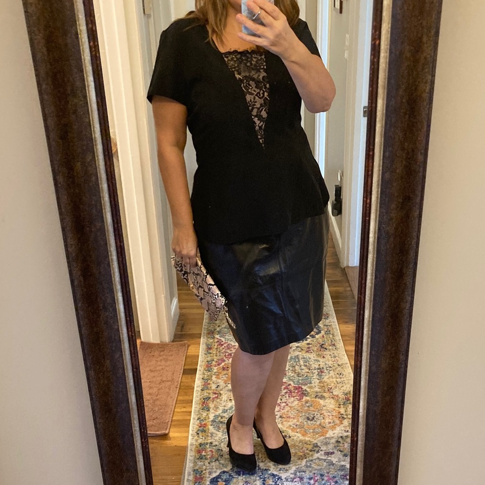 Talbots Sexy Black Leather Skirt